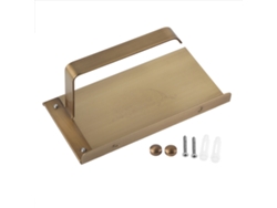 Soporte para papel higiénico de latón antiguo con repisa para teléfono.