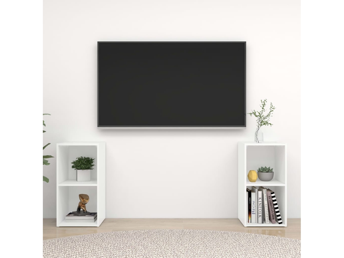 Estantería/Muebles de TV 2 Pzs 72X35X36,5 Cm Contrachapado Blanco