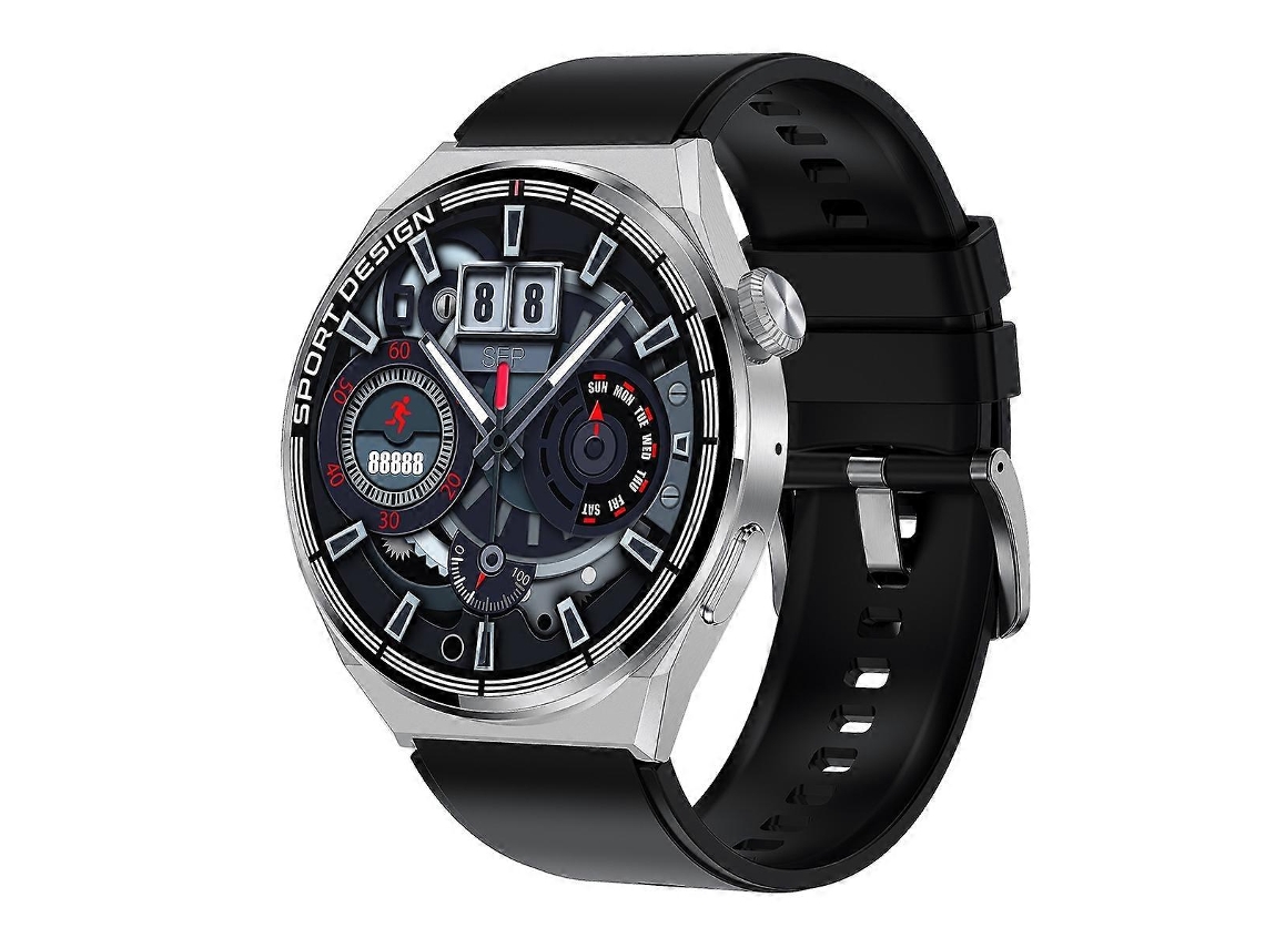 Reloj inteligente Hdt Max de 1,60 pulgadas con esfera plateada y correa de silicona, resistente al agua IP68, compatible con llamadas Bluetooth Hengrongshen