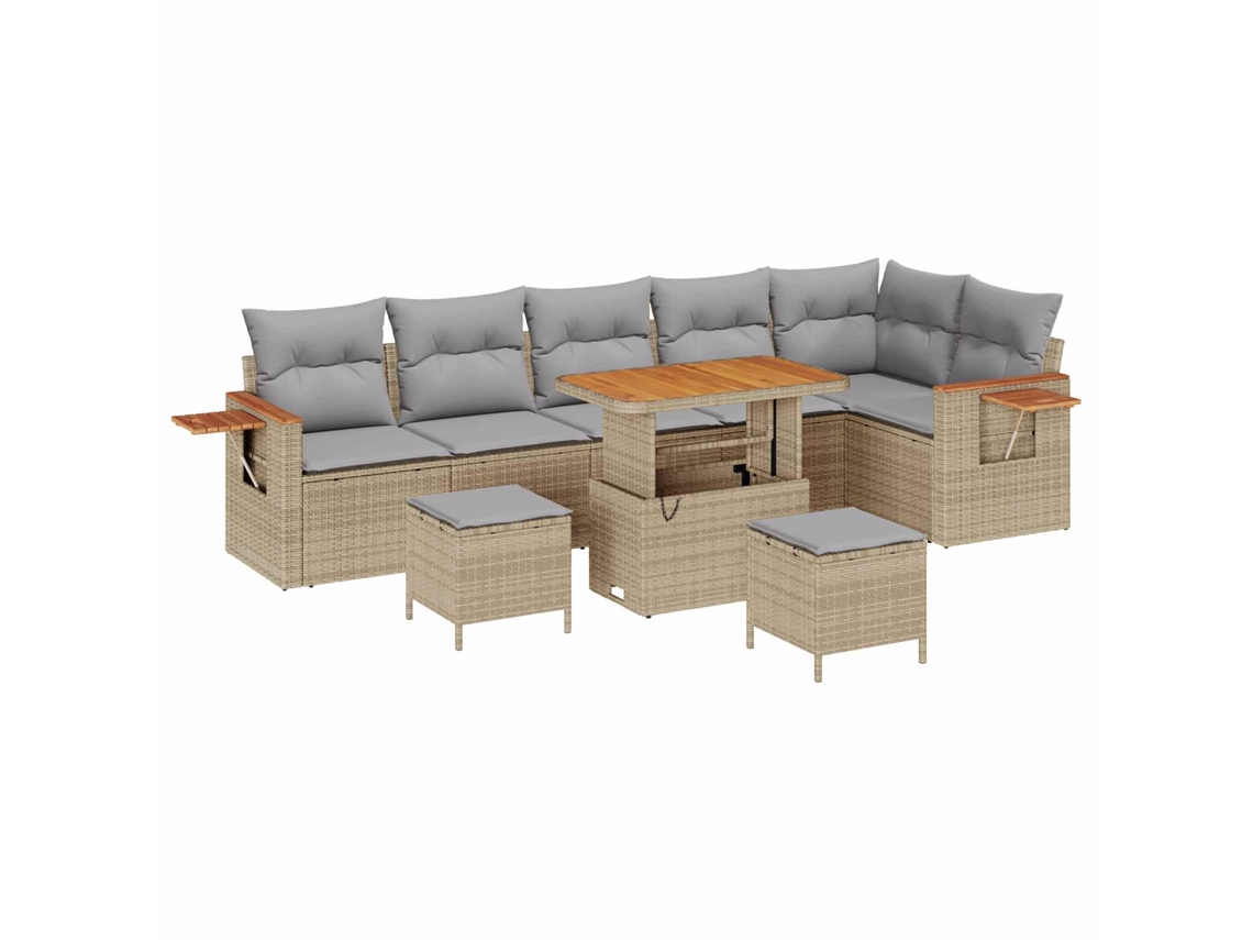 Maison Exclusive - Conjunto De Sofás De Jardín 9 Pcs Beige Ratán Sintético