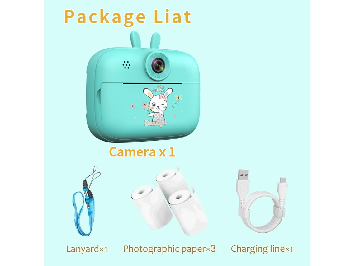 Cámara De Fotos Instantánea Para Niños, Cámara De Impresión Térmica Azul Hd-S1 CHRUI