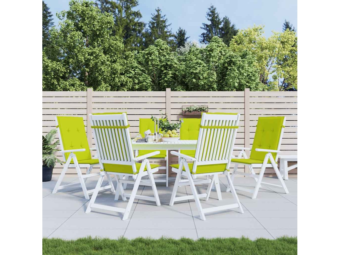 Cojín Silla De Jardín Respaldo Alto 6 Uds Tela Verde 120x50x3cm