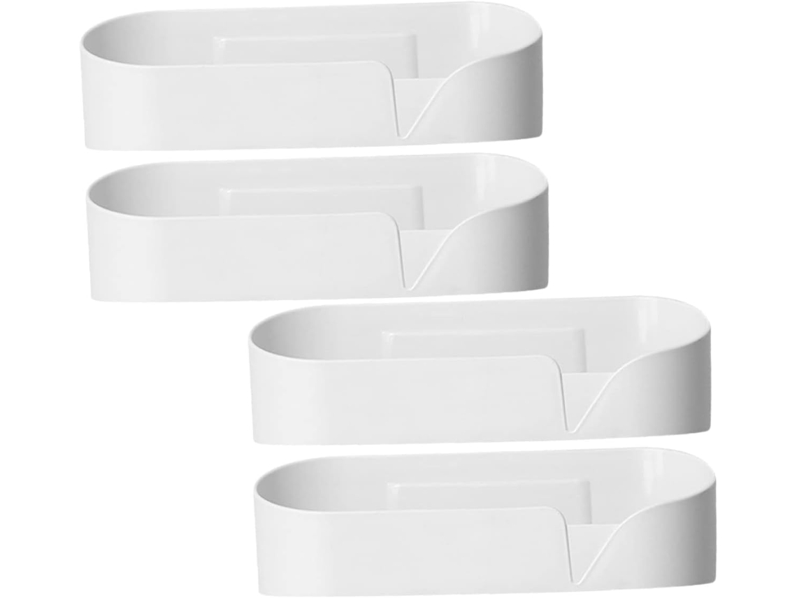 Juego de 4 estantes de pared adhesivos blancos para baño, organizador de baño, sin necesidad de taladrar, Slowmoose
