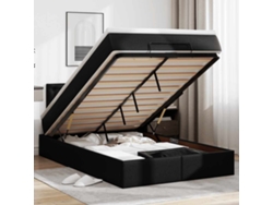Estructura Cama Otomana Colchón Cuero Sintético Negro 120x190cm
