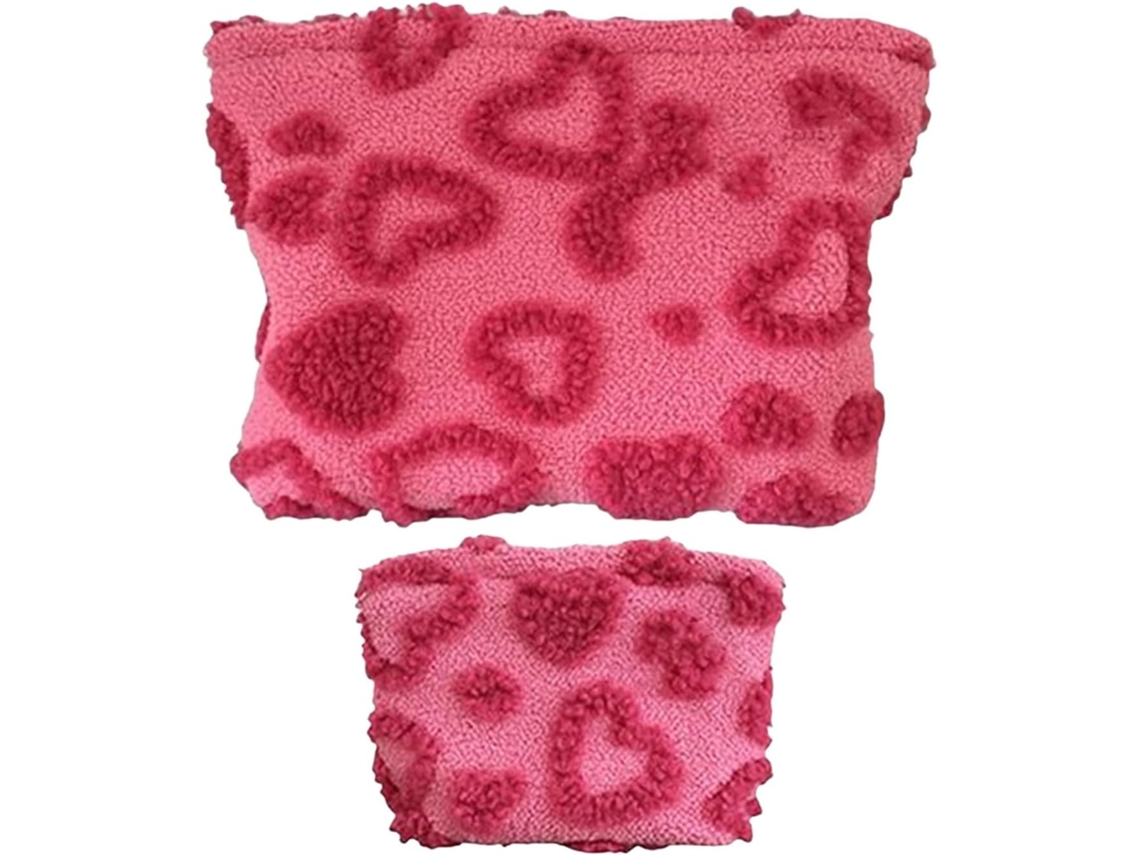 Trousses De Maquillage, 2 Pièces Mignon Cœur En Peluche Bolso Para Sac À Main