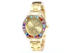Reloj De Cuarzo Con Brazalete De Acero, Estilo Moderno Y Esfera De Color Universal (dorado).