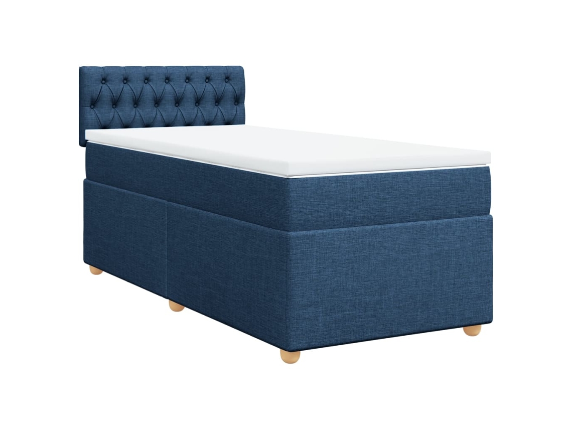 Maison Exclusive - Cama Box Spring Con Colchón Tela Azul 100x200 Cm