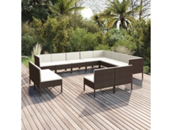 Conjunto de jardín de 12 piezas con cojines de mimbre marrón de DKD Home Decor