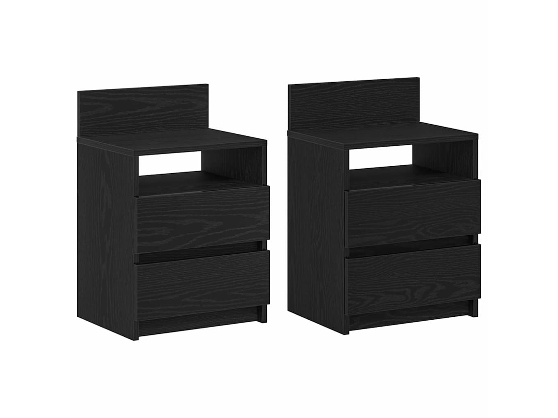 Juego de dos mesitas de noche con dos cajones, 40x33x60 cm, negro, MAISON EXCLUSIVE