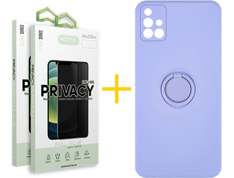Carcasa + 2 Protectores de Pantalla para Samsung Galaxy A71 ACCETEL Morado Lila