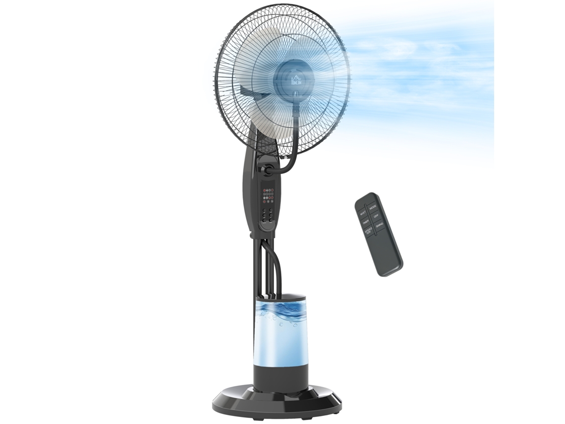 Ventilador Nebulizador, 75w, 120cm, Mando A Distancia, Temporizador, Oscilación 70°, Cabezal Inclinable, Negro