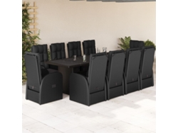Juego de comedor de jardín de 11 piezas con cojines de mimbre negros de DKD Home Decor