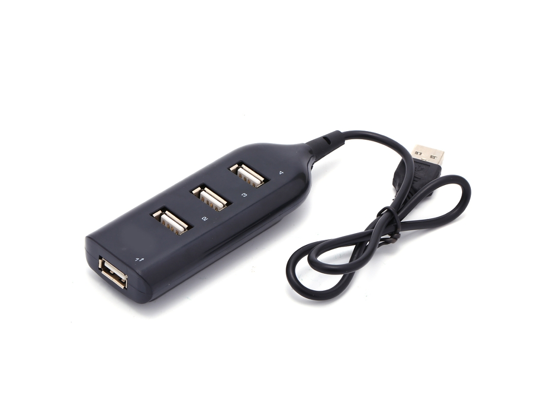 Hub divisor de 4 puertos Micro USB 2.0 con cable y alimentación para PC