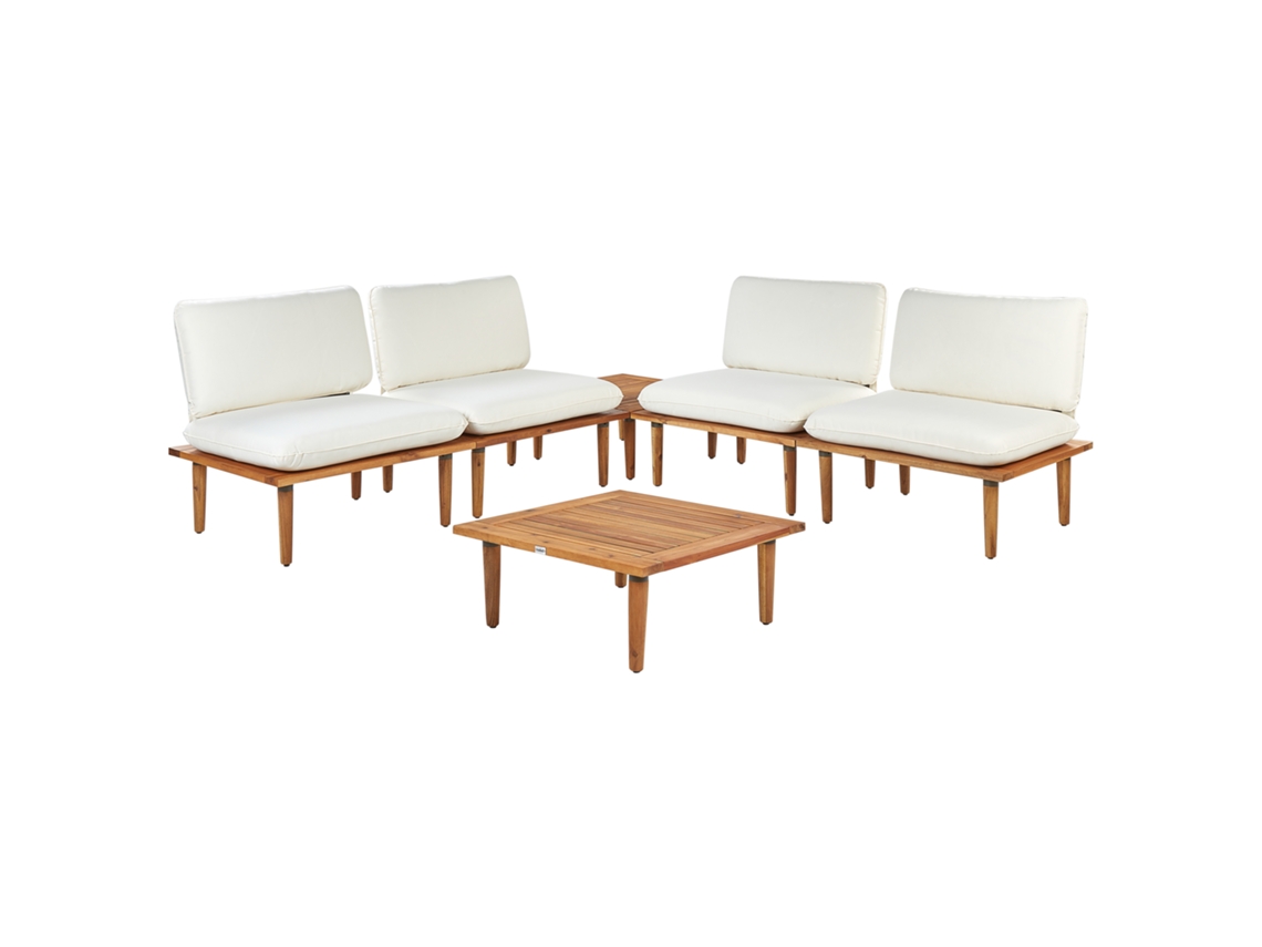 Conjunto de 4 Sillas de Jardín de Madera de Acacia BELIANI Frascati de Madera de Acacia con Certificado FSC Blanco 80X70X75