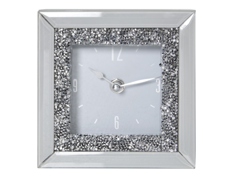 Reloj Sobremesa Cristal Blanco C/Brillantes