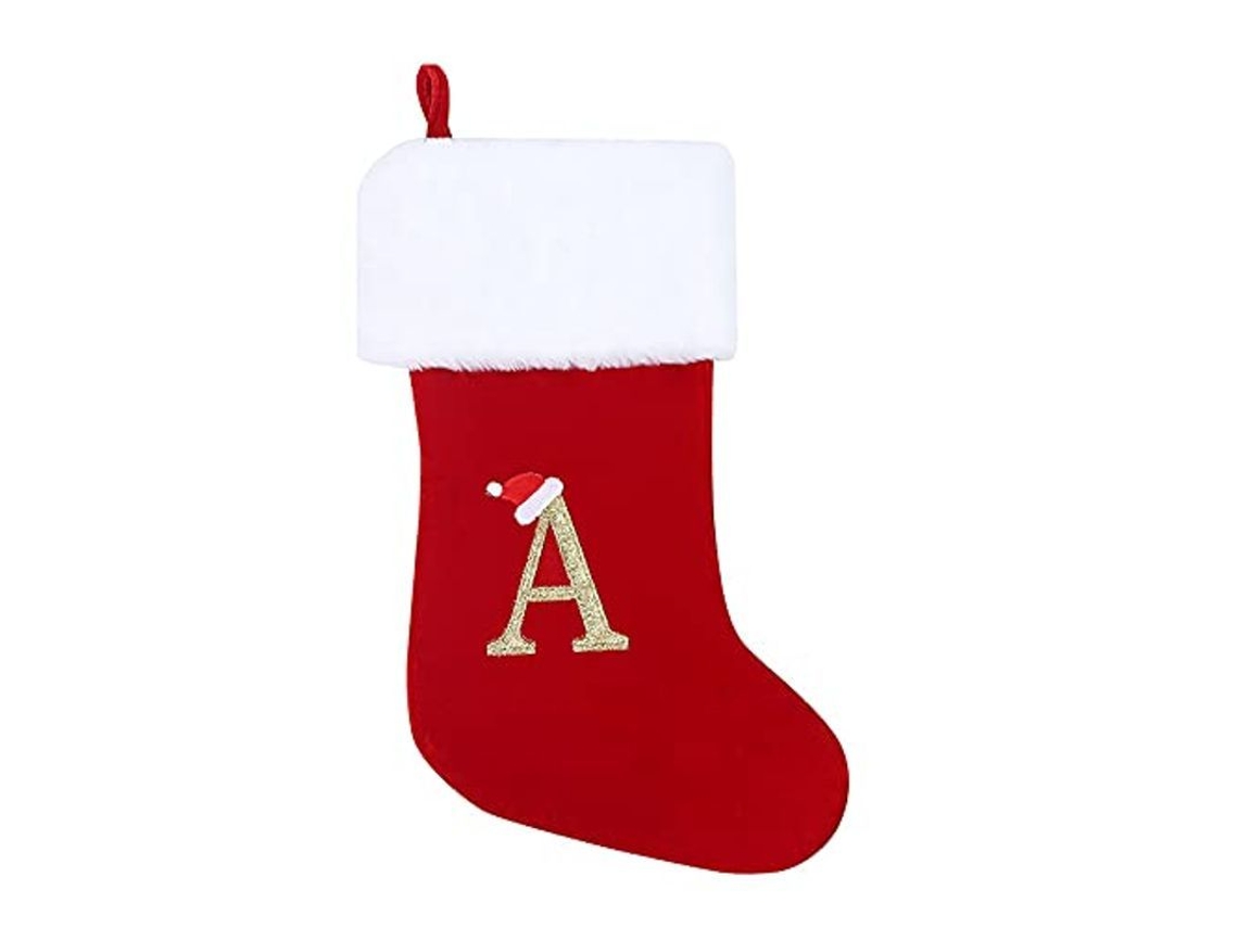 2026-medias De Navidad Suaves De Felpa Personalizadas Con Letra A, 50 Cm, Decoración Navideña
