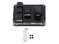 Teclado Mecânico Com 4 Teclas E 1 Botão Usb Mini Blue Switch Programável Macro Rgb Gamer Industrial Preto