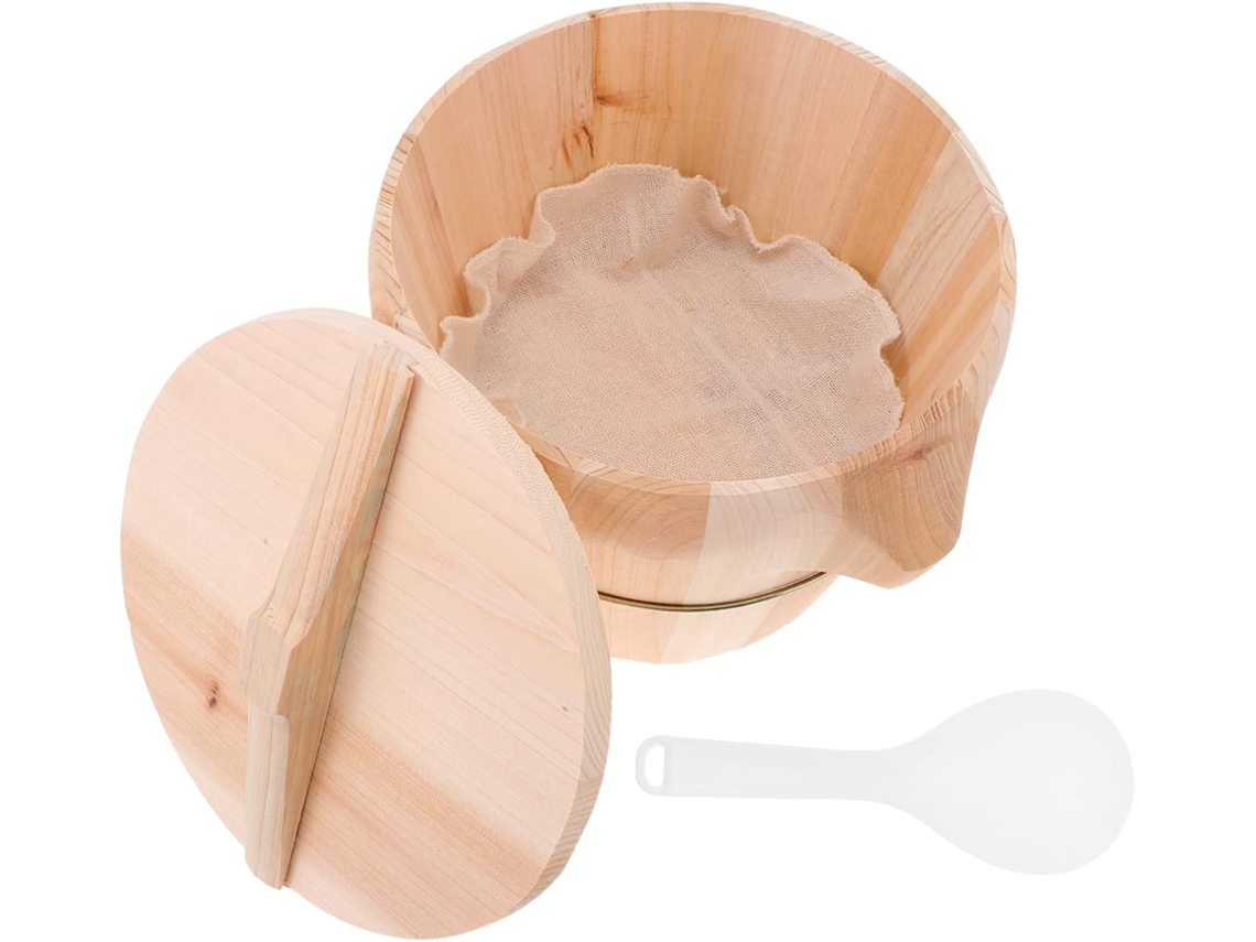 Tapa, Para Té, Cocina, Cubo Para Arroz Al Vapor Con Tapa, 21 Cm, Madera Natural.