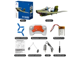 Avión RC Kf800 2,4 g EPP de espuma, planeador de ala fija con luz LED, juguete volador duradero