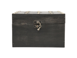 Caja de almacenamiento de madera retro con bisagras de metal