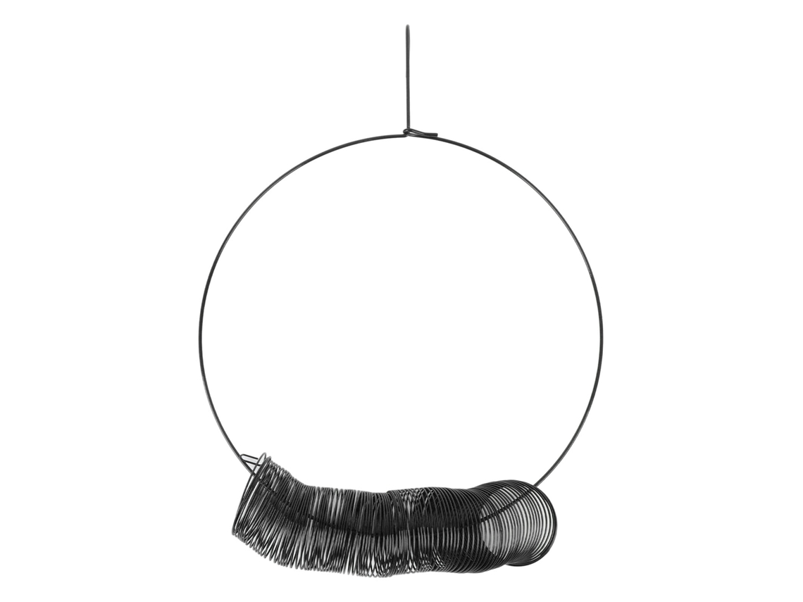 Comedero Portátil De Gran Capacidad De Acero Al Carbono Con Forma De Guirnalda Y Gancho Para Jardín Exterior - Negro
