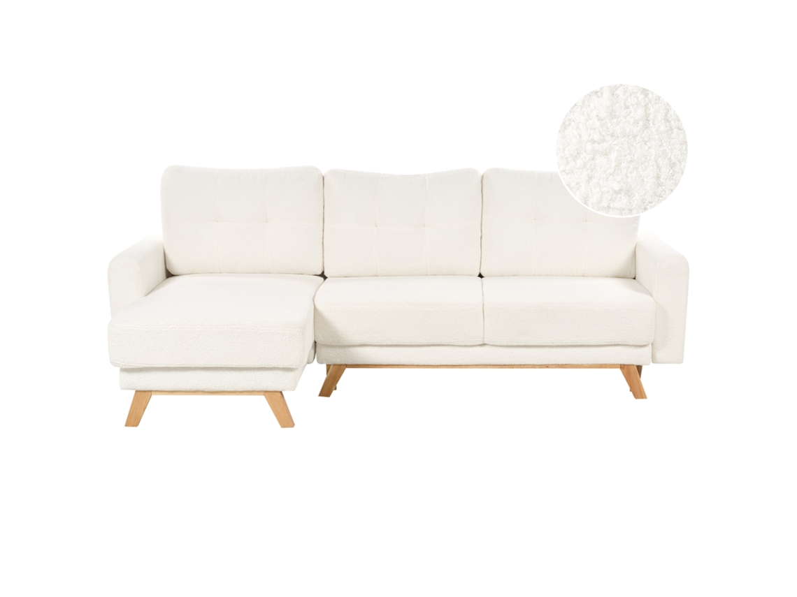 Sofá esquinero BELIANI Siro de Bouclé Blanco 240x142x95