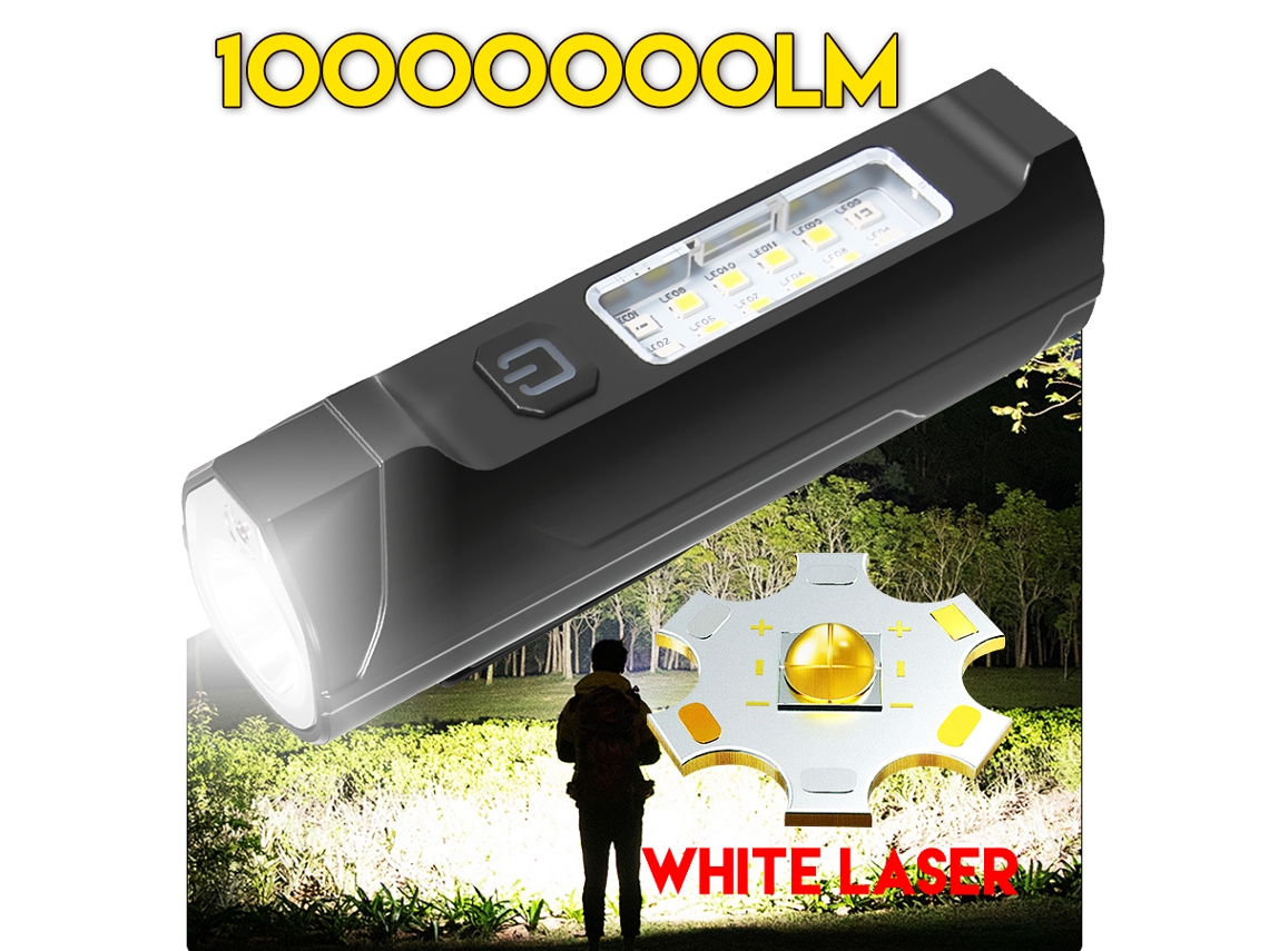 Linterna LED superbrillante con doble luz COB, recargable por USB, ideal para pesca, emergencias, como bolígrafo o linterna. Aeuzwr