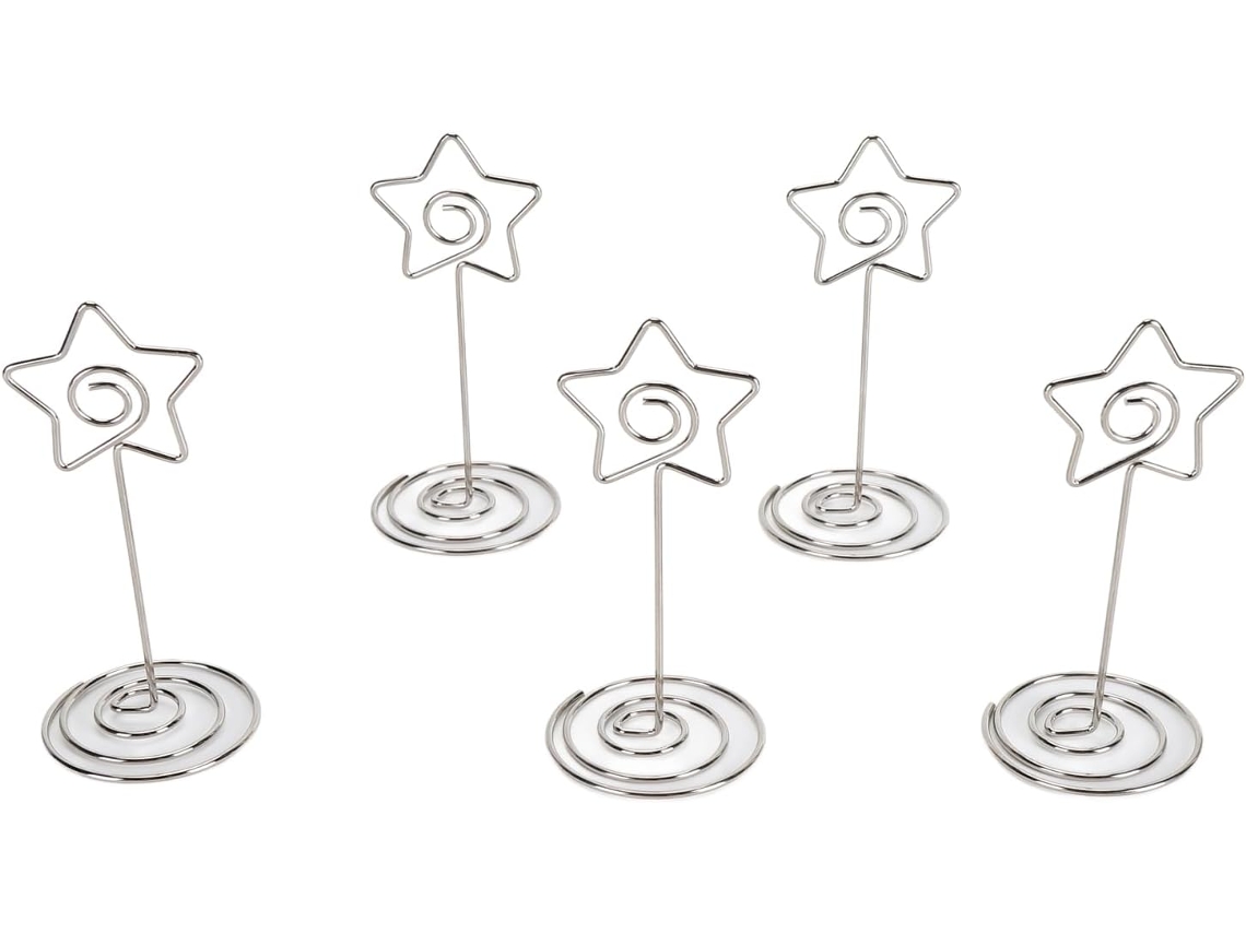 Juego De 20 Pinzas Para Fotos De Escritorio En Espiral Con Forma De Estrella Plateada