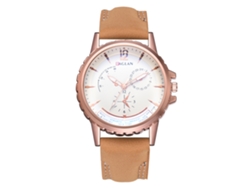 Reloj De Pulsera De Cuarzo Para Hombre Con Correa De Pu, Estilo Casual Y De Negocios, Estilo Café.