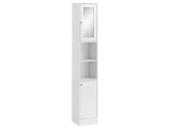 VPMKP - Kleankin columna de baño con espejo, 2 estantes y 2 puertas (30x28x180 cm), blanca PMM
