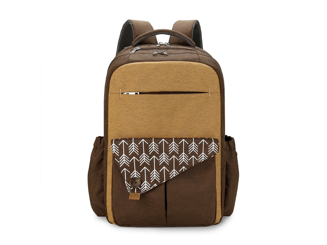 Mochila multifuncional para pañales, impermeable, de gran capacidad y doble capa, ideal para mamás y bebés. Yunzii marrón oscuro.