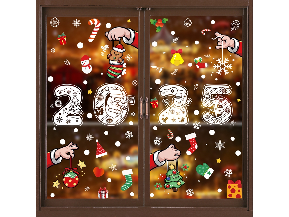 Pegatinas navideñas para ventanas, pegatinas navideñas para decoraciones de fiestas en el hogar TRUYUETY