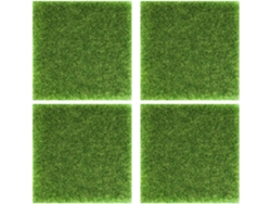 Juego De 4 Esteras Cuadradas De Césped Artificial Verde En Plástico, Para