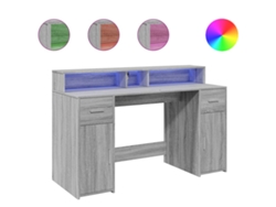 Escritorio con luces LED, derivados de la madera, gris, Sonoma MAISON EXCLUSIVE (140x55x91 cm)