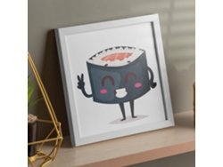 Póster NACNIC Cuadrado de Sushi. Sushi Salmon In, con Dibujos de Sushi, Onigiri, y Otras Comidas Japonesas.