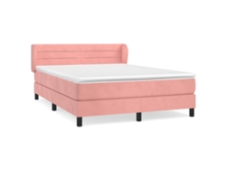 Maison Exclusive - Cama Box Spring Con Colchón Terciopelo Rosa 140x200 Cm