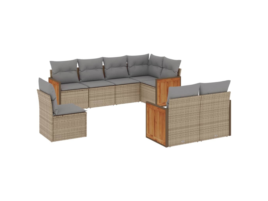 Maison Exclusive - Juego De Sofás De Jardín Con Cojines Beige 8 Pzas Ratán Pe