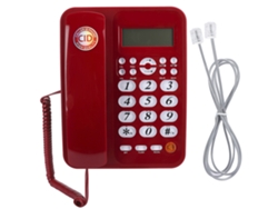 Teléfono Fijo Con Identificador De Llamadas Para Oficina Y Hogar, Teléfono De Escritorio Rojo Con Cable, Material Abs.
