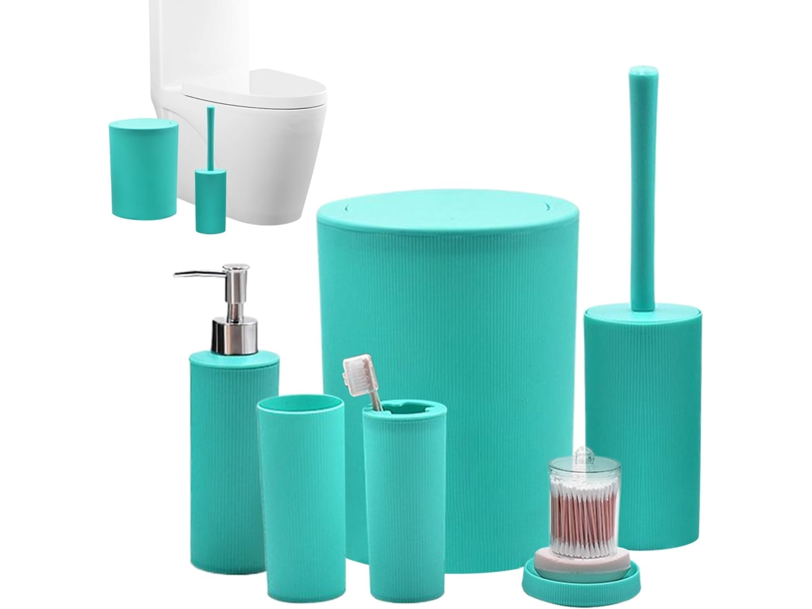 Juego de accesorios de baño: portacepillos, jabonera y bote de basura (7 piezas), Gokoco Accessories