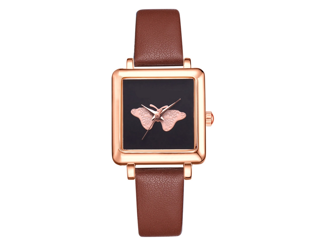 Reloj De Pulsera Cuadrado Para Mujer Lvpai, Piel Sintética, Estilo Casual Y Moderno, Color Marrón.