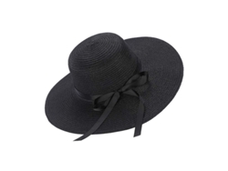 Paja Sombrero para mujer Verano con Moño Plegable Protección UV UPF50+ Negro