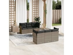 Conjunto de sofás de jardín de 7 piezas DKD Home Decor con cojines de mimbre gris