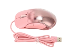 Lindo ratón para juegos rosa con cable USB para niñas con iluminación deslumbrante para el hogar y la oficina.