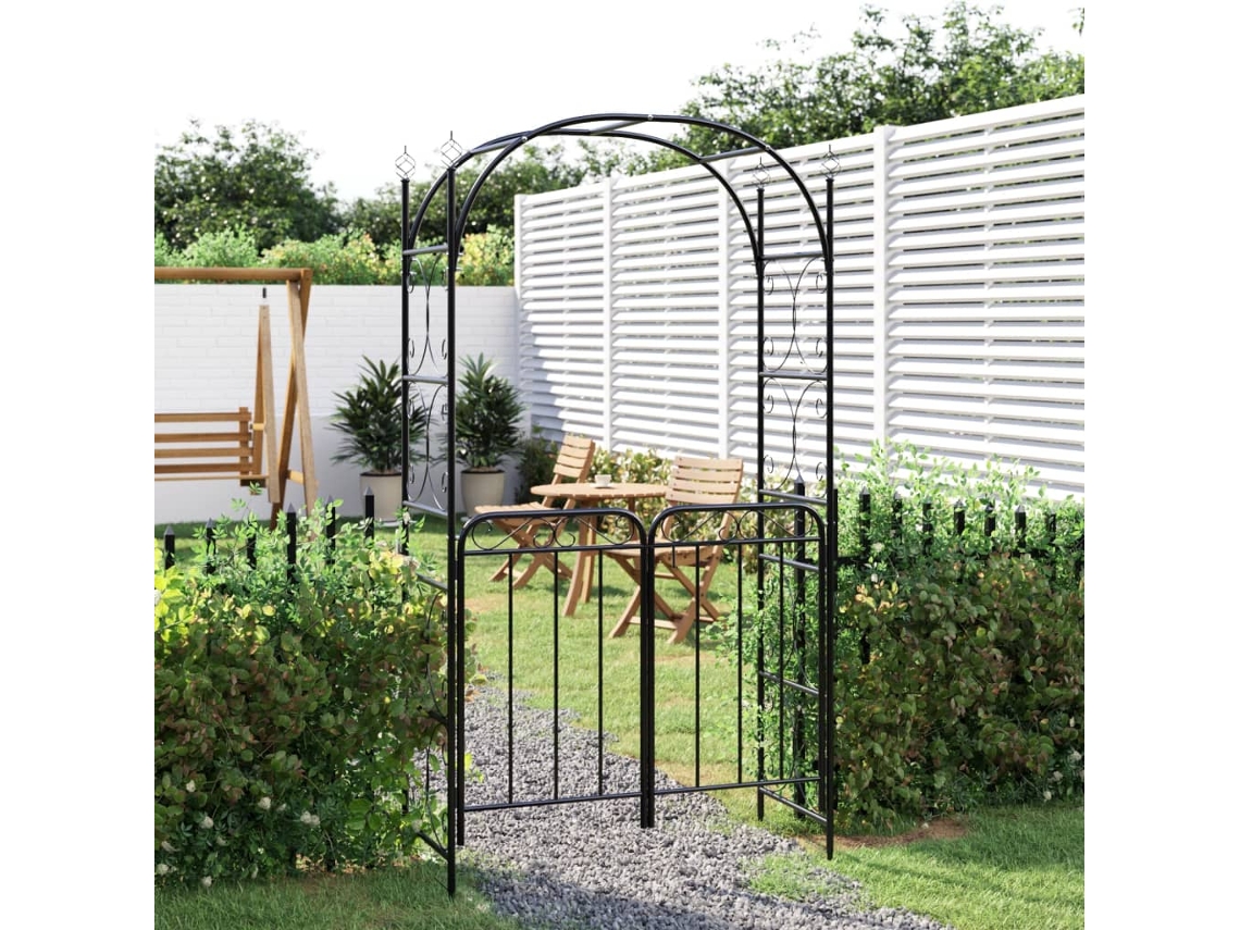 Arco de jardín con puerta de acero negro (108 x 45 x 235 cm) DKD Home Decor