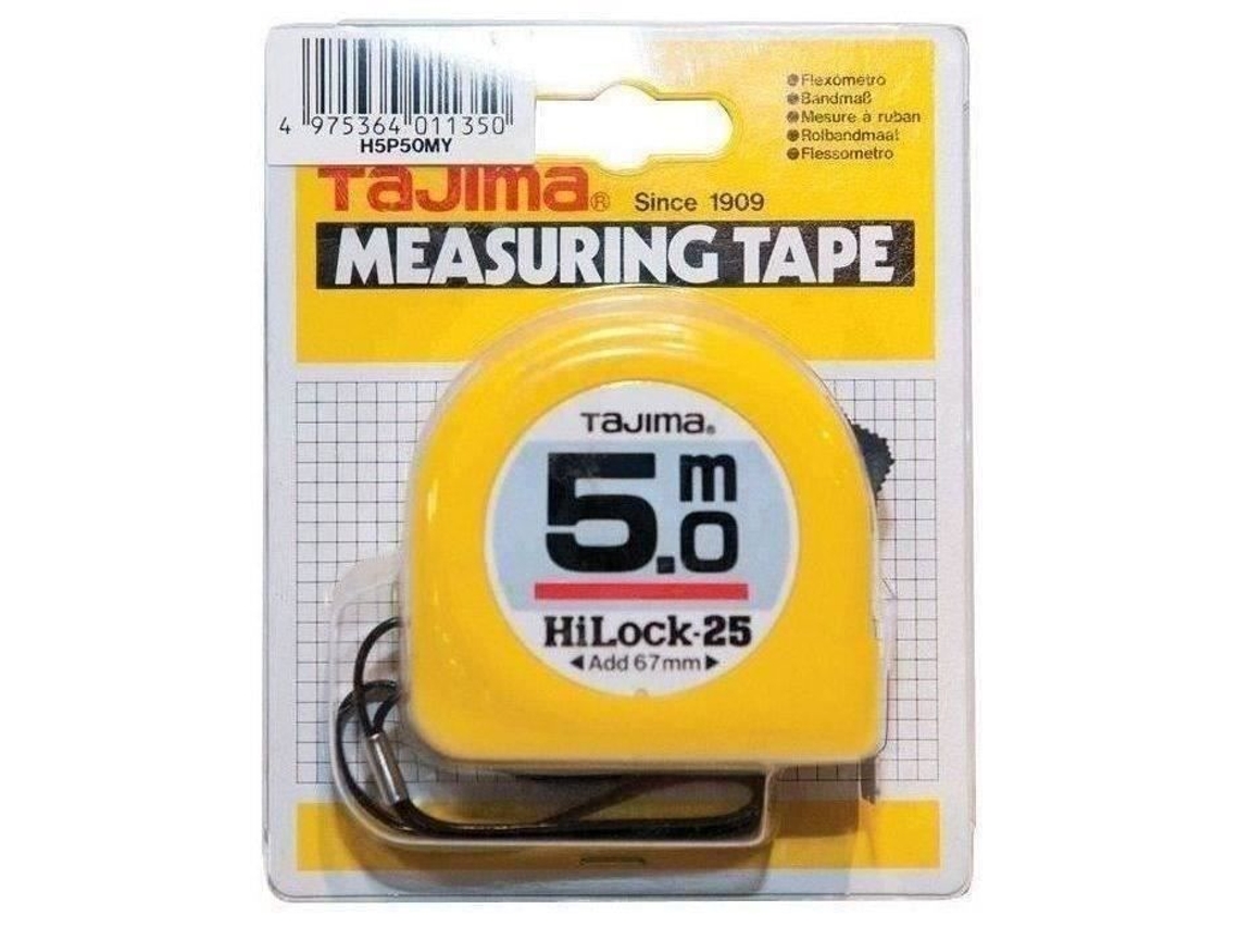 Instrumento De Medición Tajima Medida De Bloqueo 5 M Cinta 25 Mm Carcasa En Abs Amarillo Y Negro