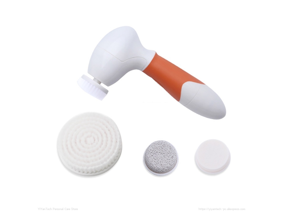 Dispositivo de limpieza facial 4 en 1, resistente al agua, dispositivo electrónico de belleza (naranja)