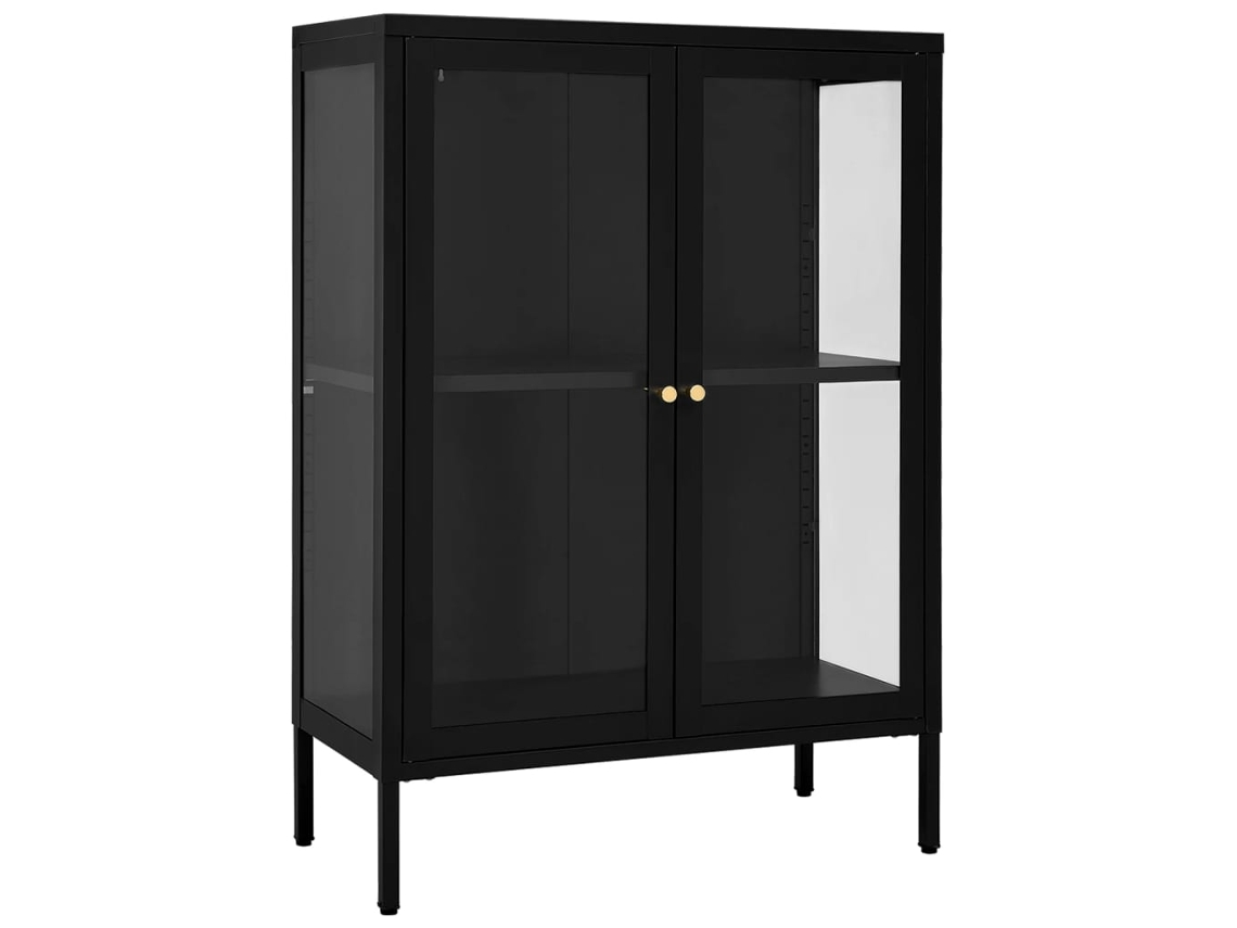 Maison Exclusive - Aparador De Acero Y Vidrio Negro 75x35x105 Cm
