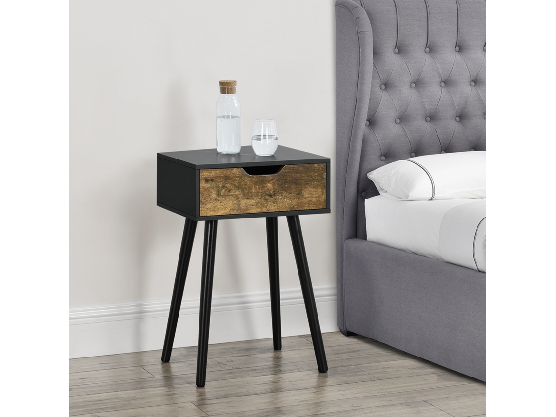 Mesa Lateral [EN.CASA] Östersund  (Negro - Tablero De Partículas - 60 x 40 x 29,5 cm)