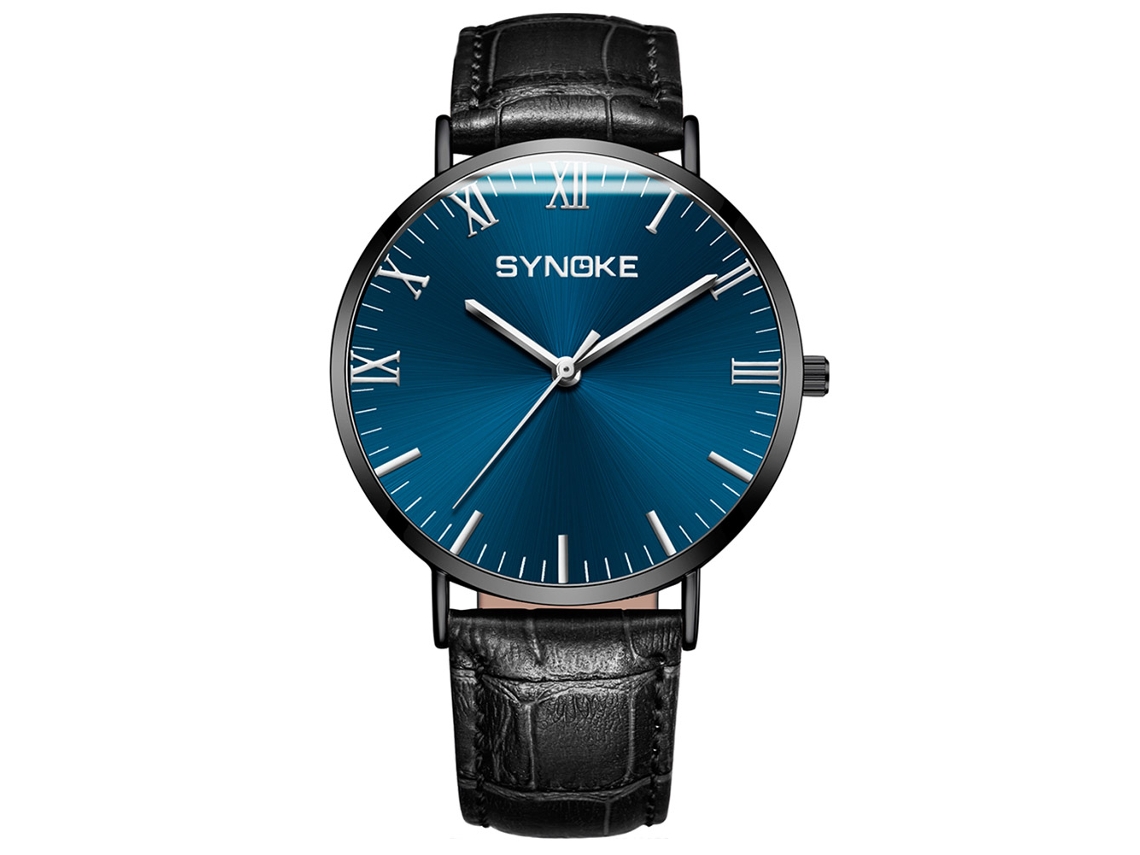 Reloj Hombre Synoke De Acero Inoxidable Cuadro Redondo Analógico Quartz 9106