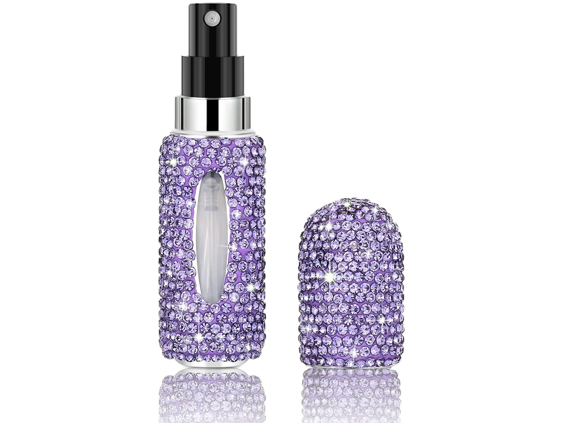 (morado) Botella De Perfume Portátil Reutilizable De 5 Ml Con Boquilla Rociadora De Diamante Brillante